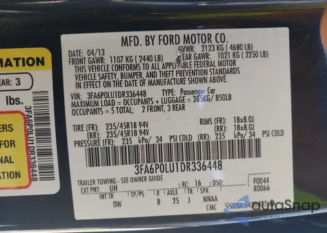 2013 Ford Fusion Hybrid Se из США, поврежденный, VIN 3FA6P0LU1DR336448